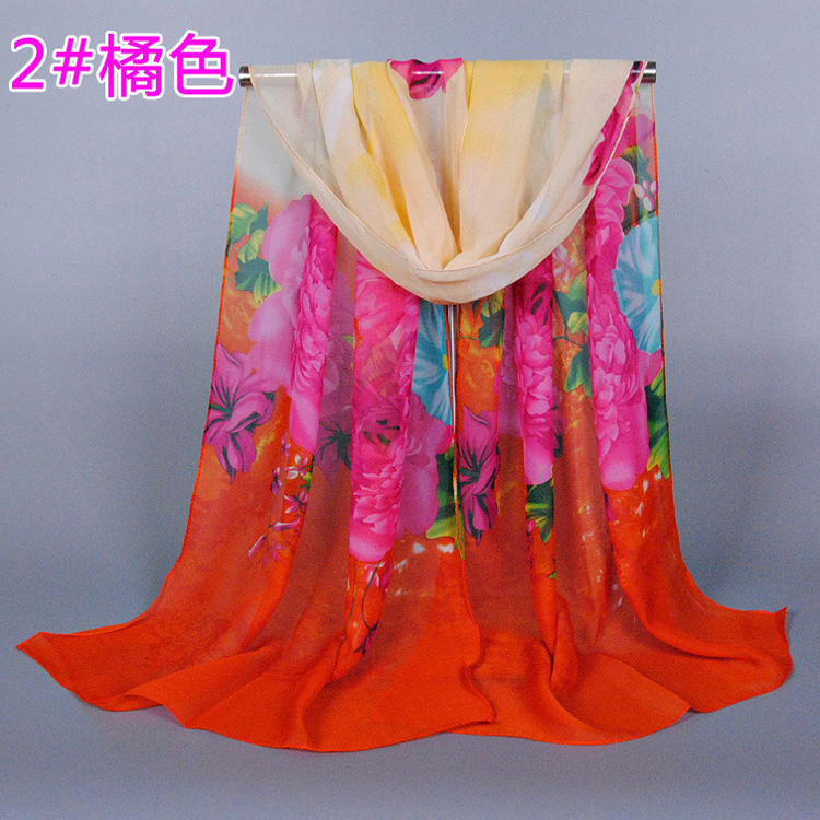 Women floral silk chiffon scarf wholesale