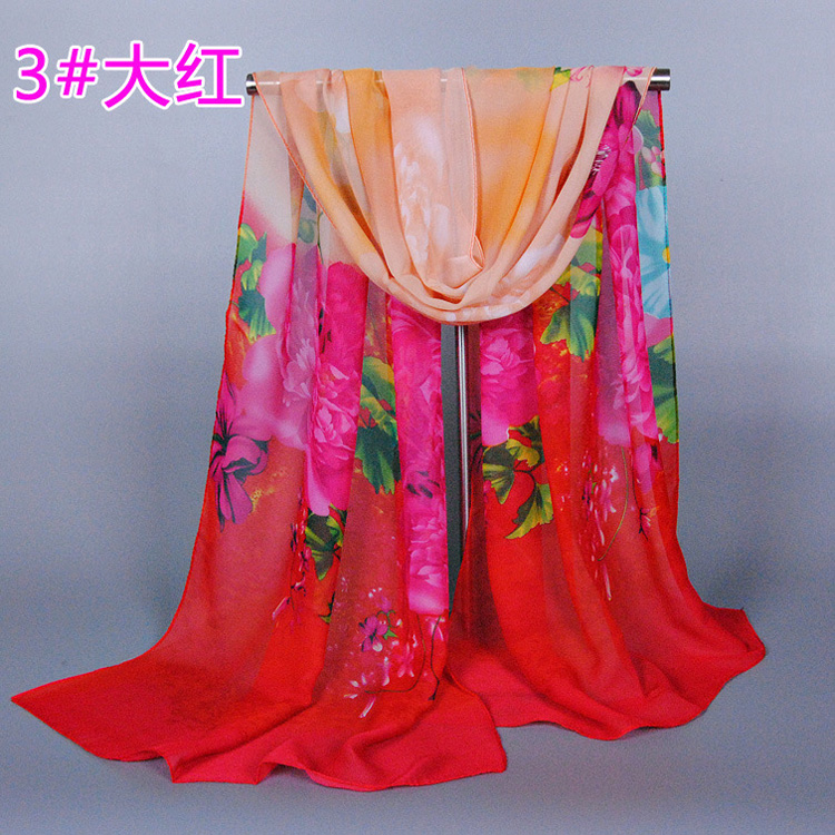 Women floral silk chiffon scarf wholesale