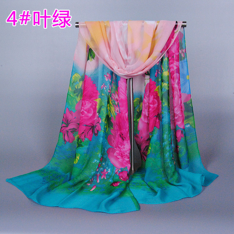 Women floral silk chiffon scarf wholesale