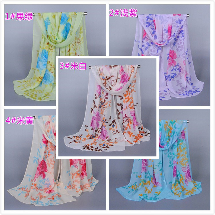 Chiffon floral scarf wholesale