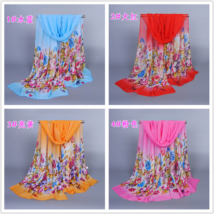 Print silk chiffon scarf wholesale