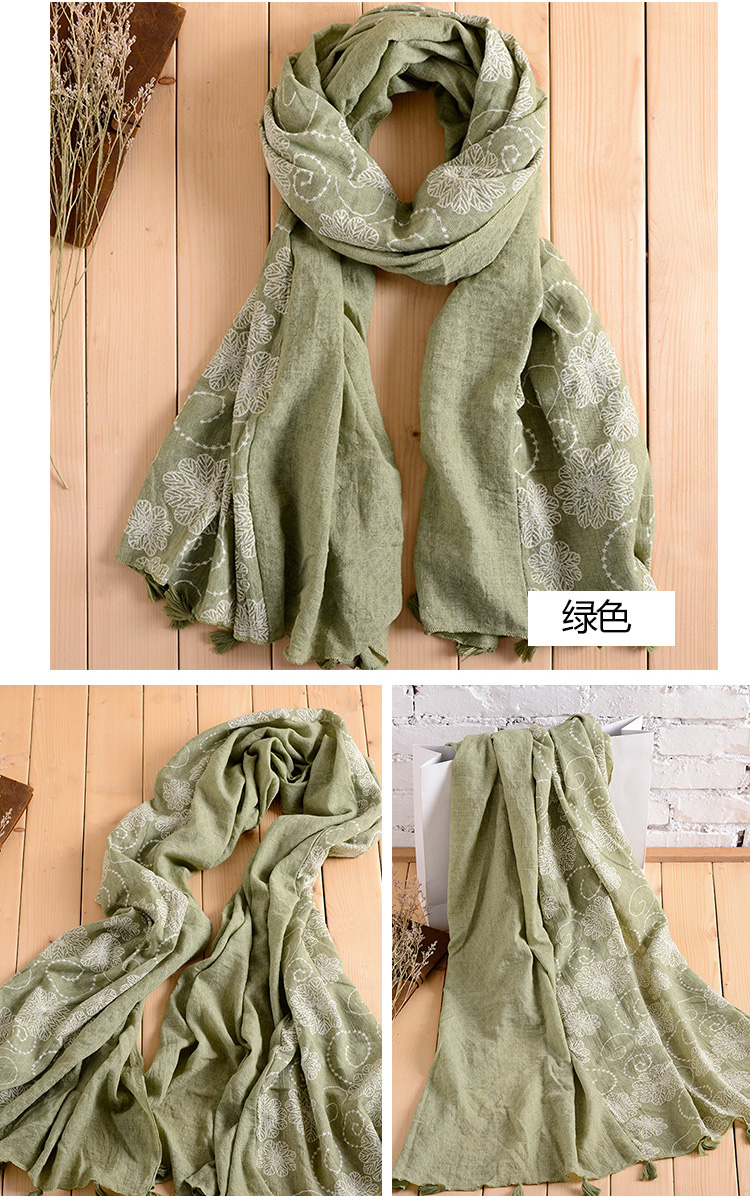 Wholesale embroidered print cotton scarf