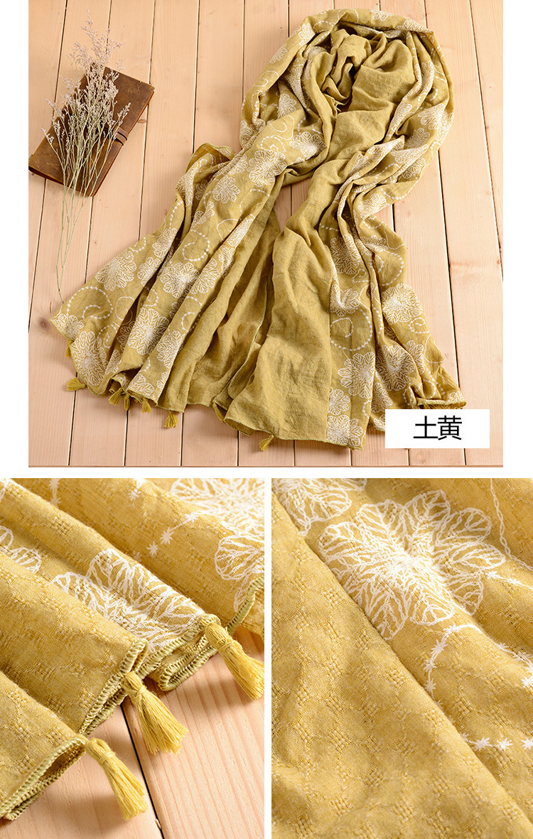 Wholesale embroidered print cotton scarf