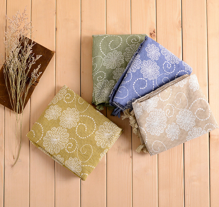 Wholesale embroidered print cotton scarf