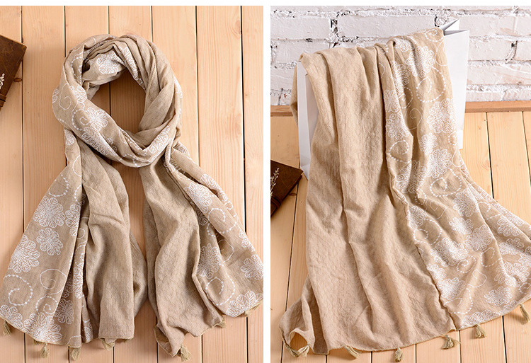 Wholesale embroidered print cotton scarf