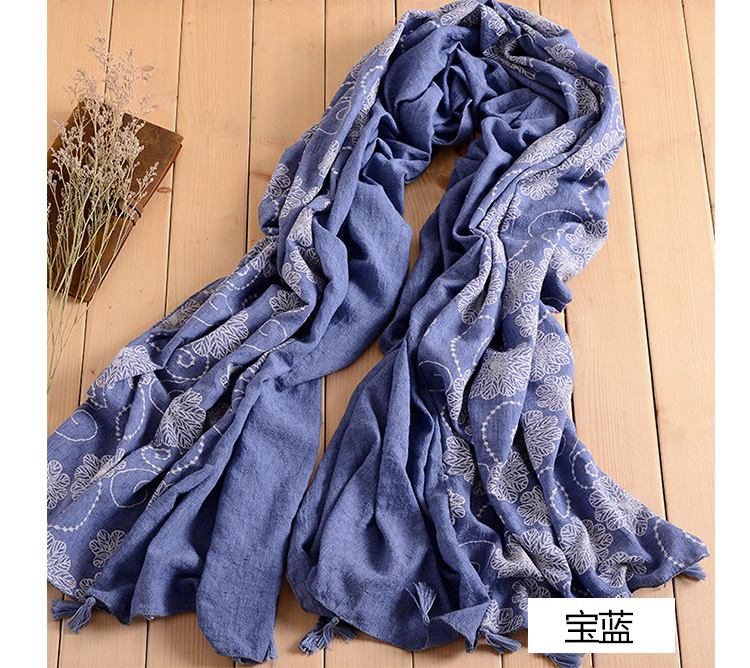 Wholesale embroidered print cotton scarf