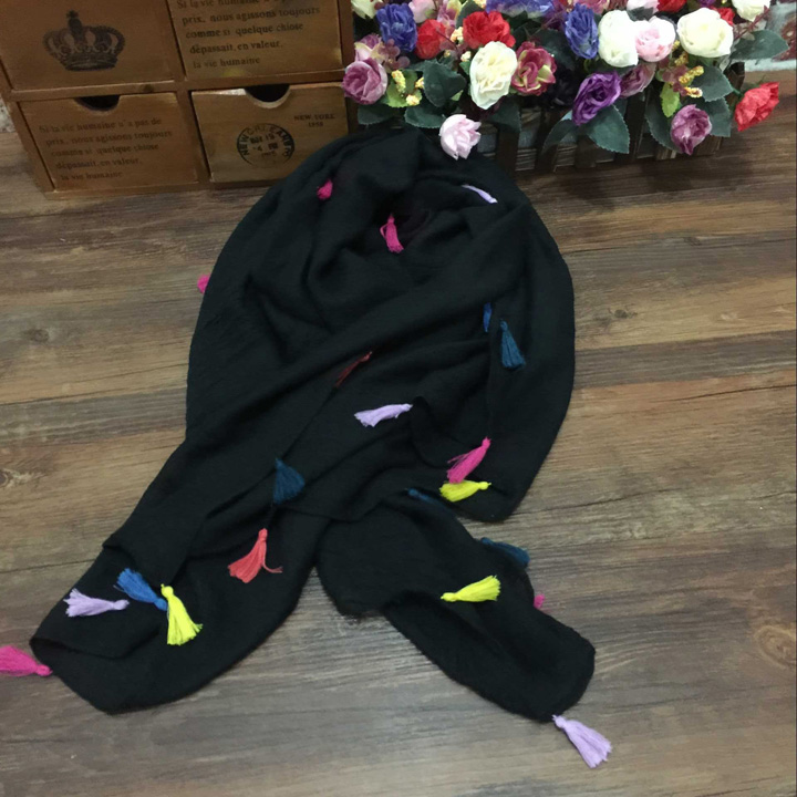 Wholesale cotton fringed scarf