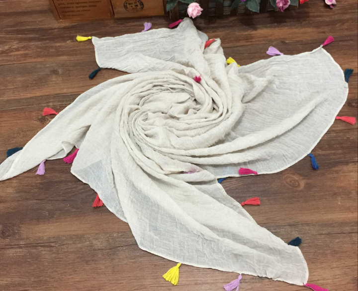 Wholesale cotton fringed scarf