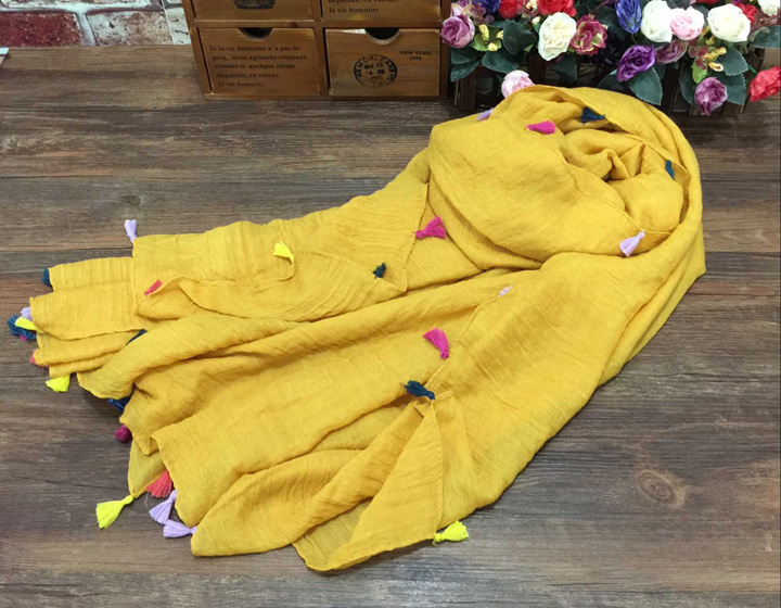 Wholesale cotton fringed scarf