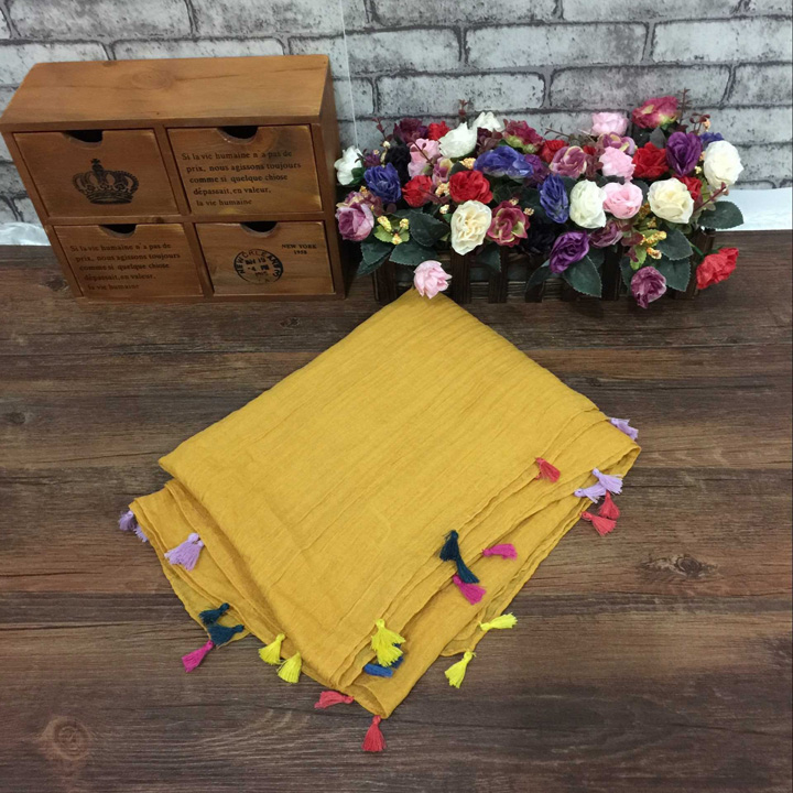 Wholesale cotton fringed scarf