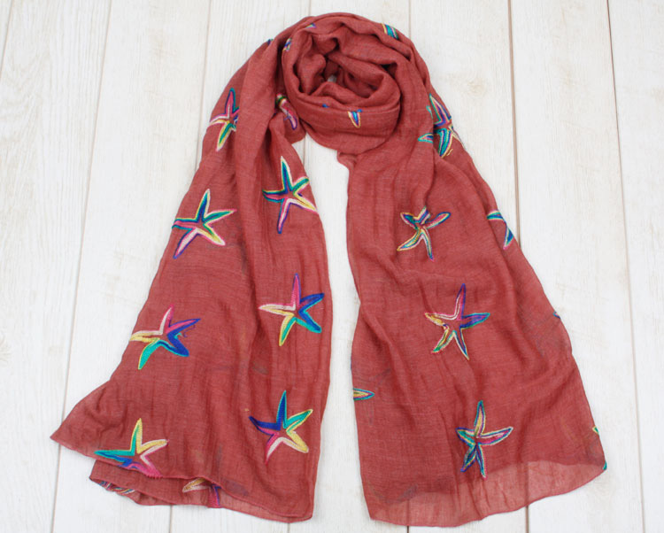 Wholesale embroidered cotton scarf