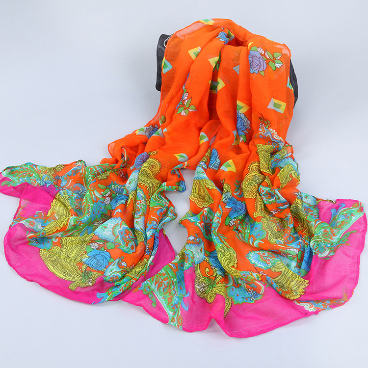 Wholesale viscose graffiti silk scarf