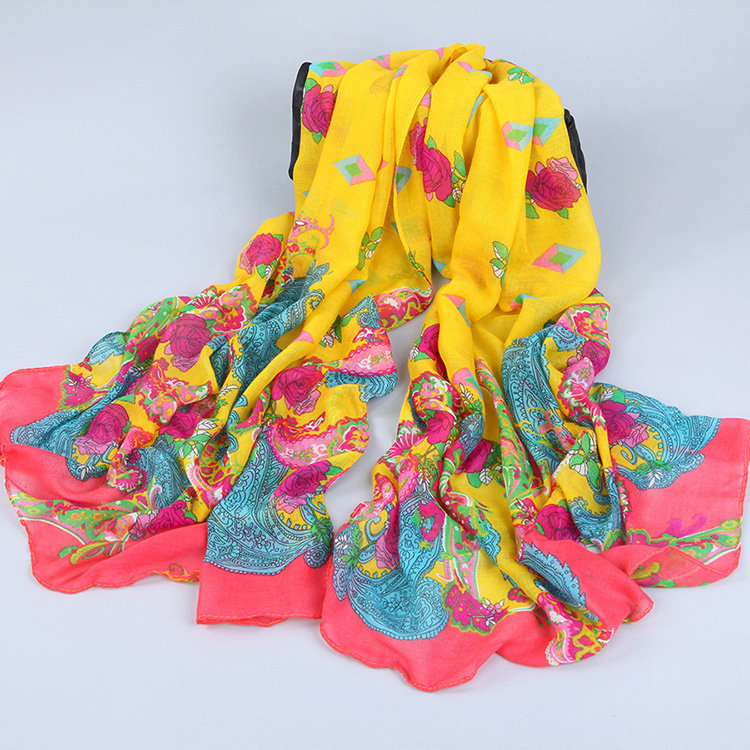 Wholesale viscose graffiti silk scarf