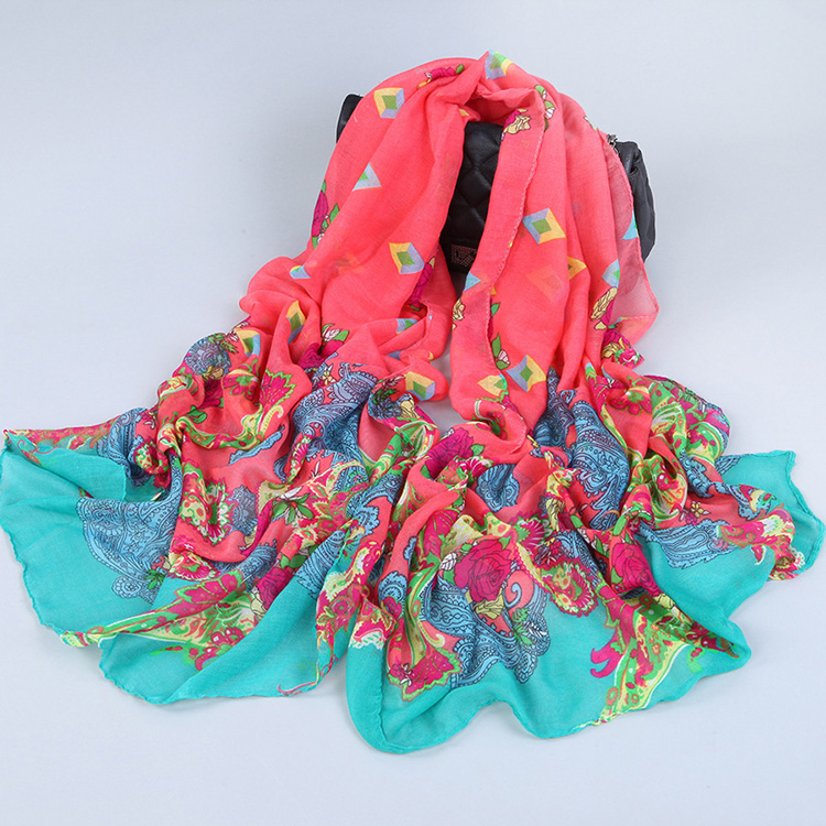 Wholesale viscose graffiti silk scarf