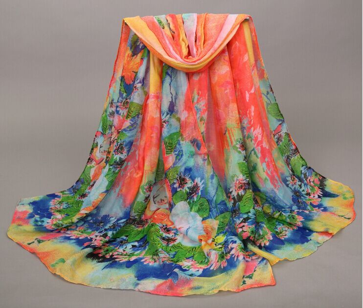 Rose printed viscose scarf