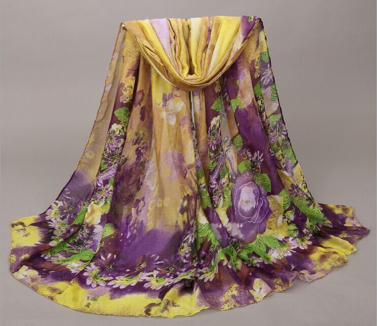 Rose printed viscose scarf