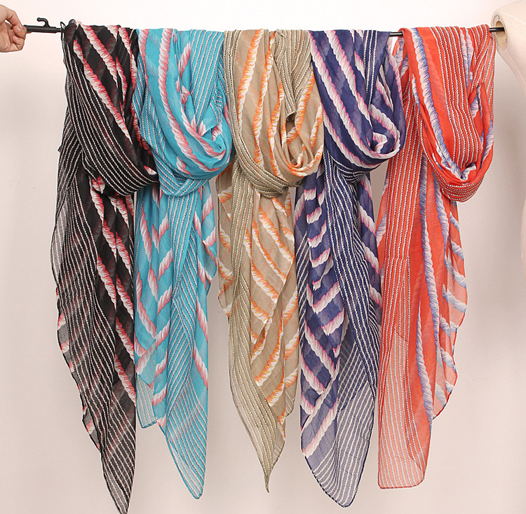 Viscose stripe oblong scarf wholesale