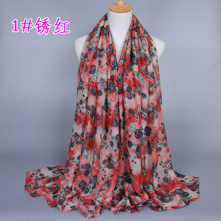 Floral viscose fabric scarf wholesale