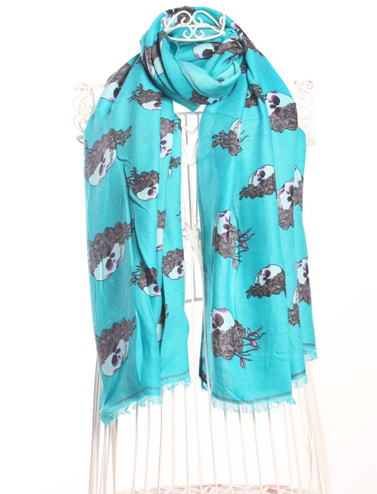 Skull cotton fringed scarf wholesale