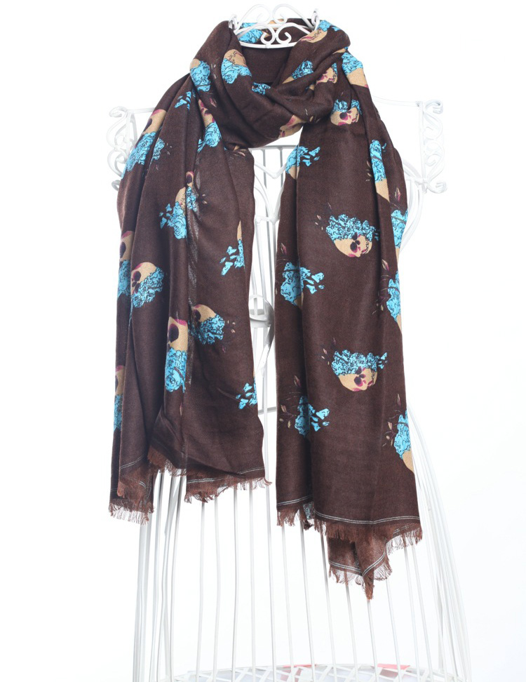 Skull cotton fringed scarf wholesale