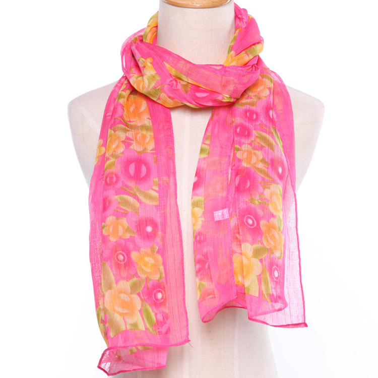 Wholesale floral silk chiffon scarf
