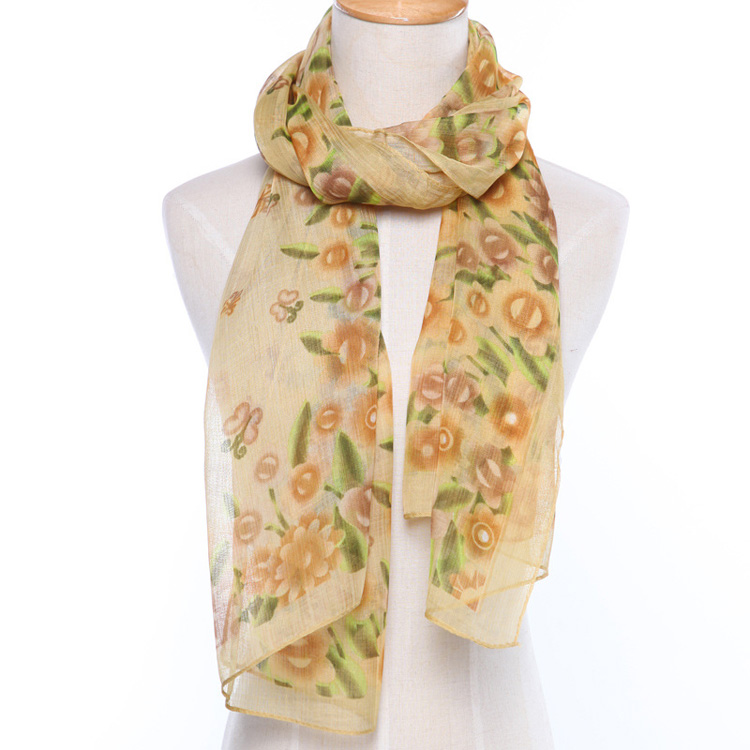 Wholesale floral silk chiffon scarf