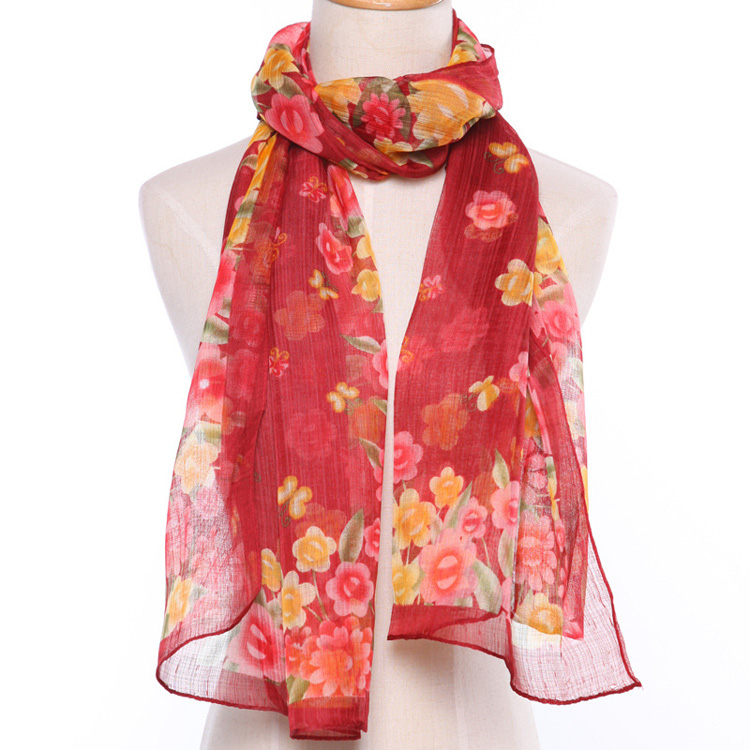Wholesale floral silk chiffon scarf