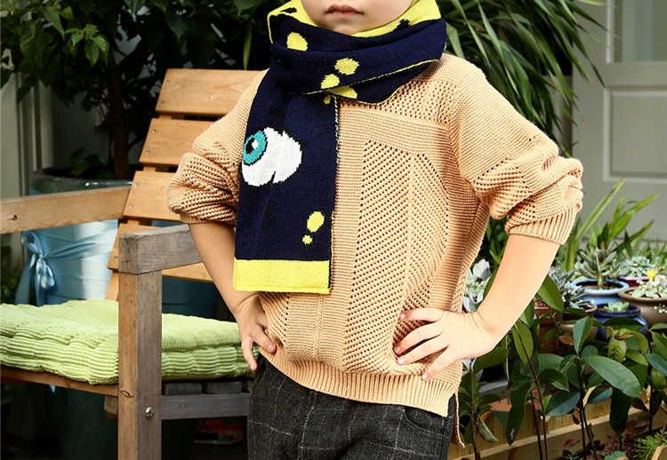 Kids jacquard knitted scarf wholesale