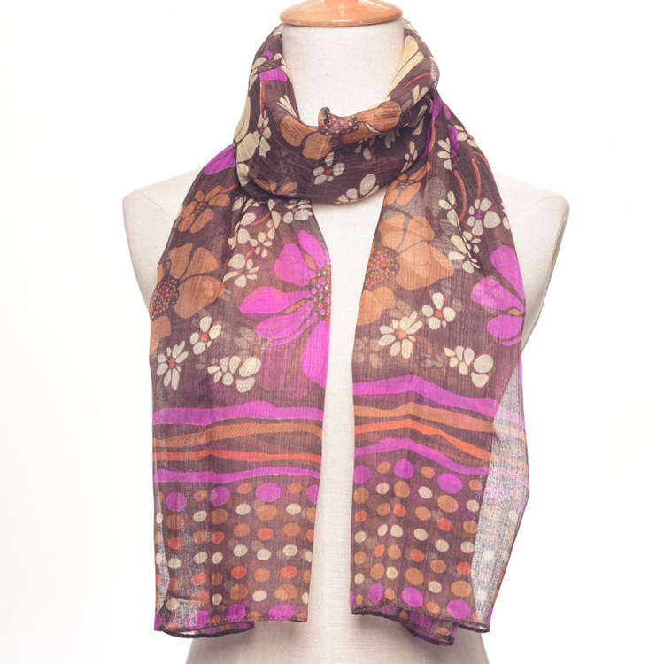 Floral print polyester scarf wholesale