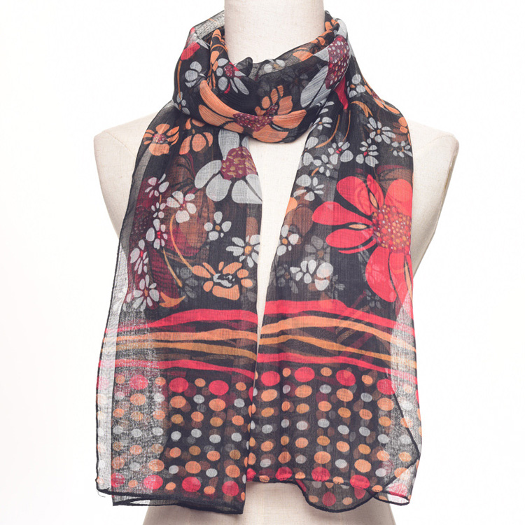 Floral print polyester scarf wholesale