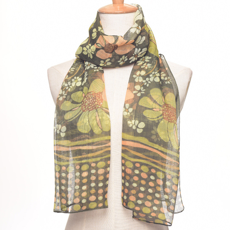 Floral print polyester scarf wholesale