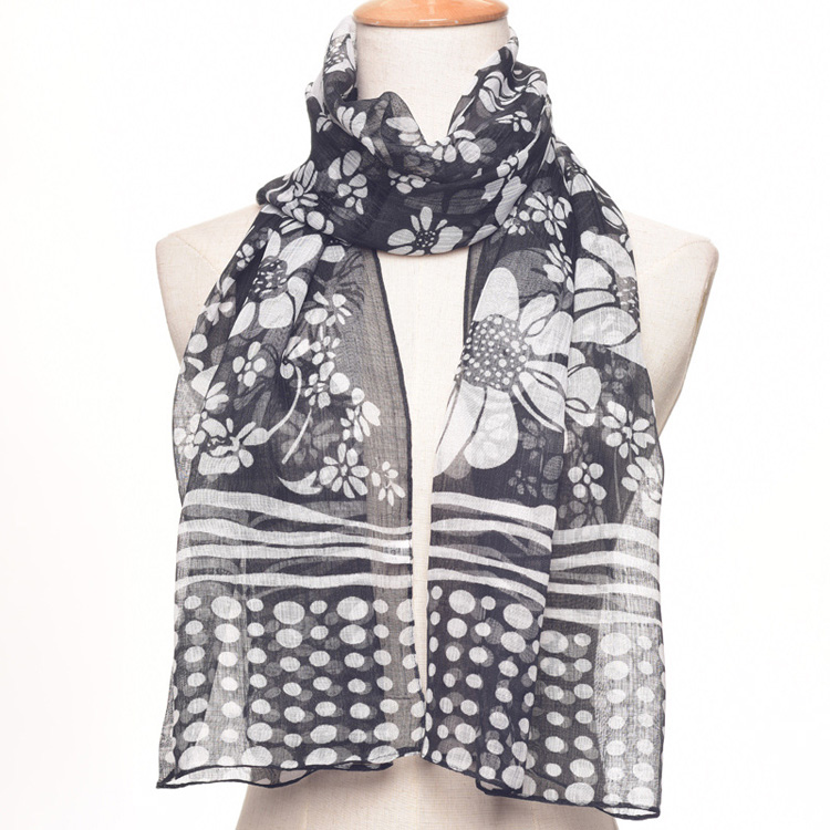 Floral print polyester scarf wholesale