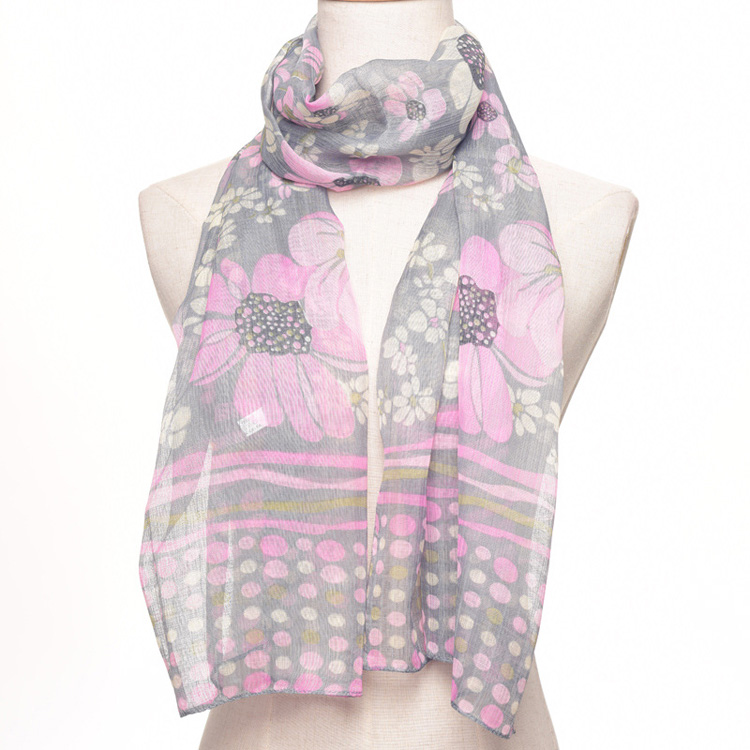 Floral print polyester scarf wholesale