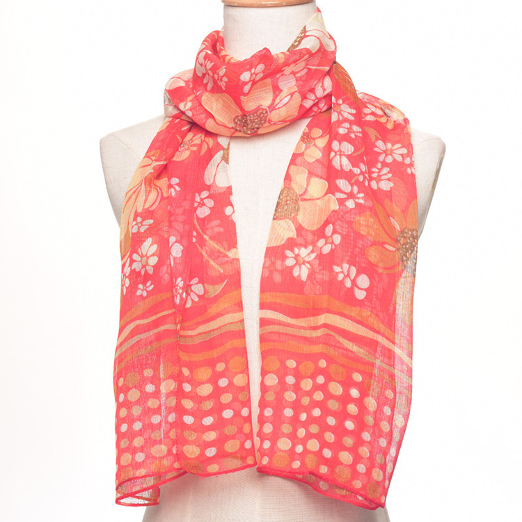 Floral print polyester scarf wholesale