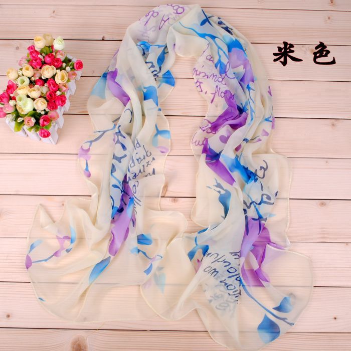 Long silk chiffon scarves