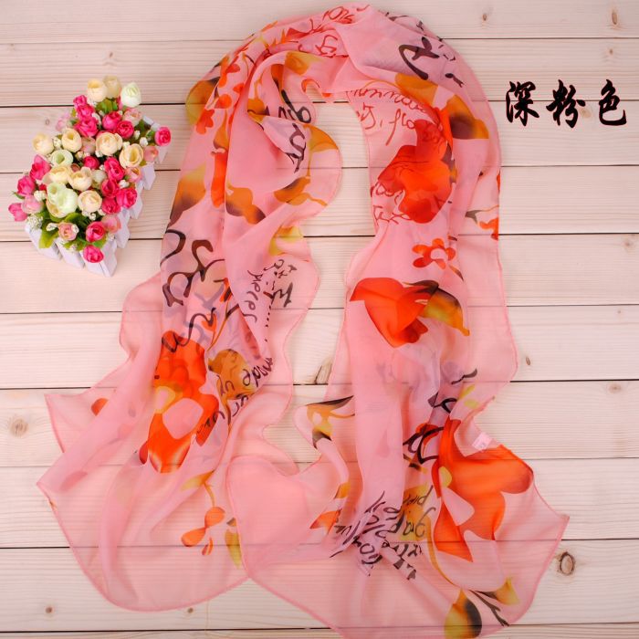 Long silk chiffon scarves