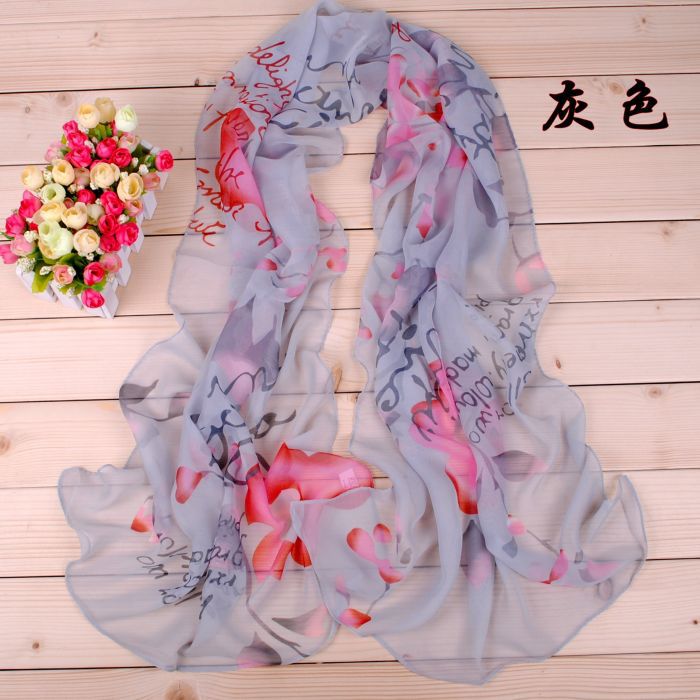 Long silk chiffon scarves