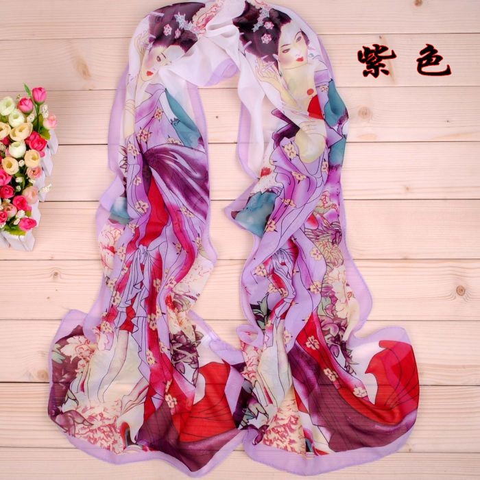 Women printed chiffon scarves