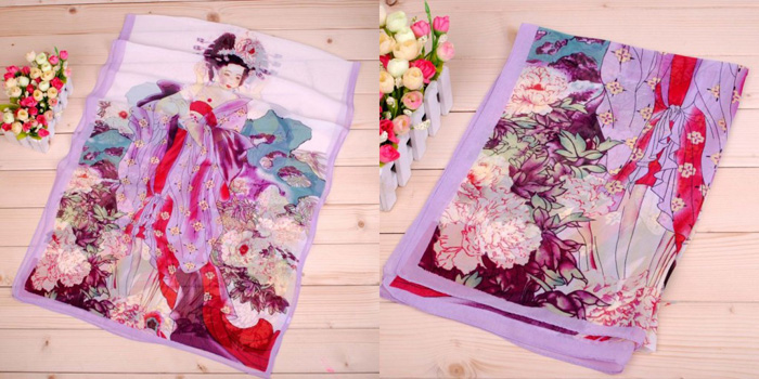 Women printed chiffon scarves
