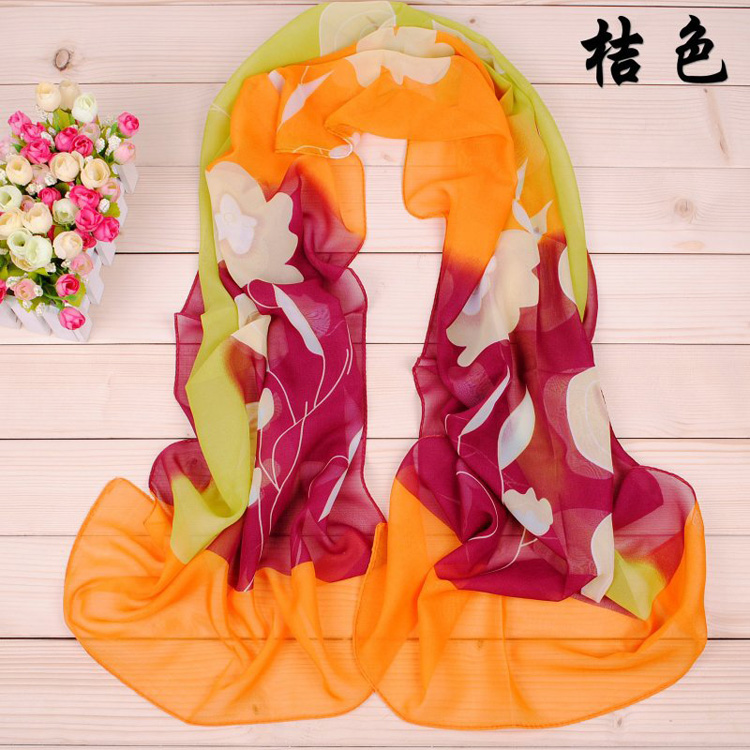 Chiffon silk printed women scarves