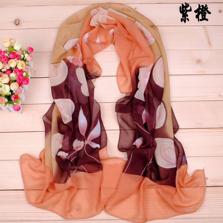 Chiffon silk printed women scarves