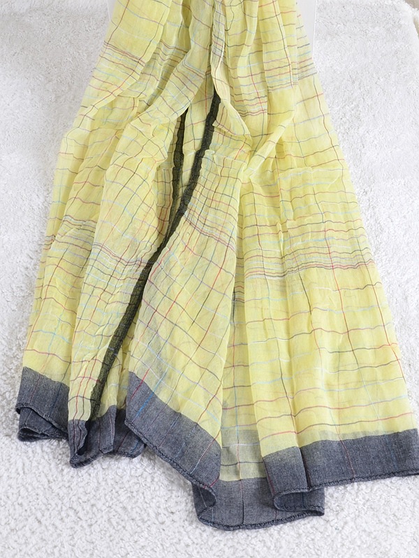 Women plaid cotton scarf