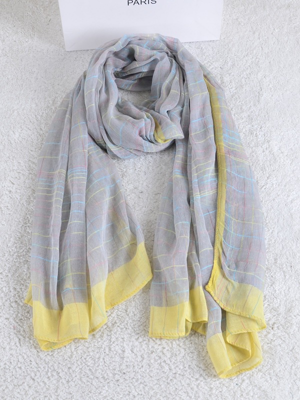 Women plaid cotton scarf