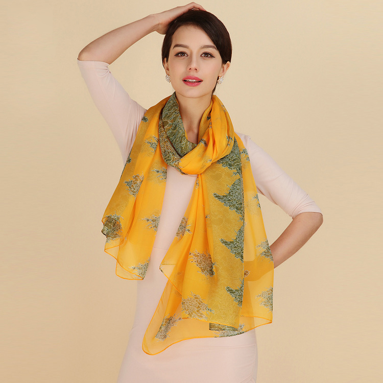 Yellow silk scarf wholesale