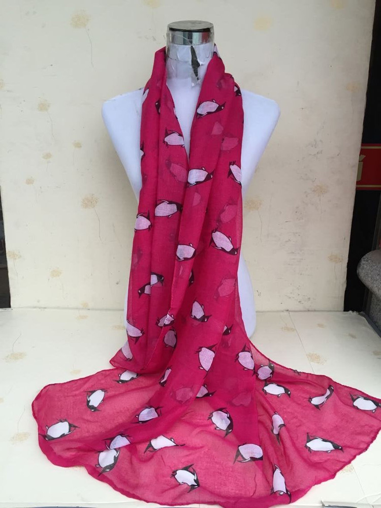 Penguin printed silk scarves