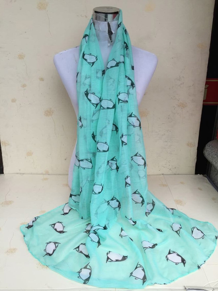 Penguin printed silk scarves