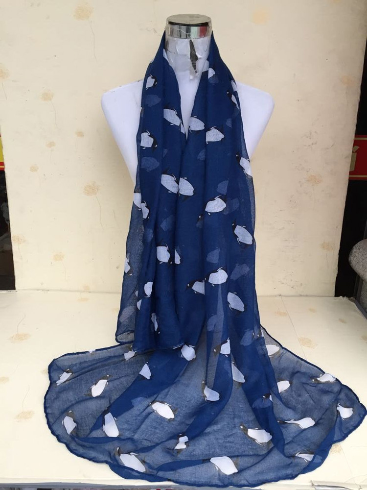 Penguin printed silk scarves