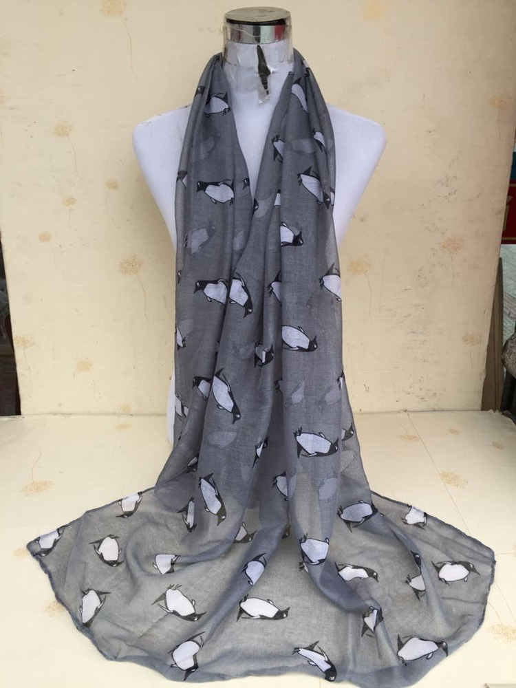 Penguin printed silk scarves