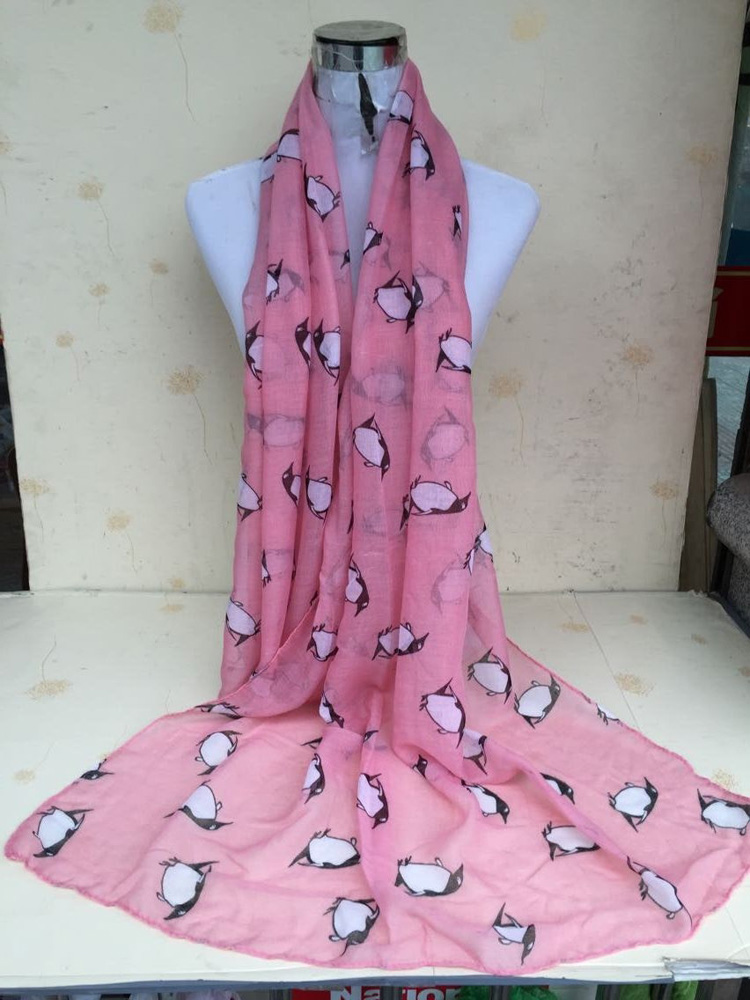 Penguin printed silk scarves