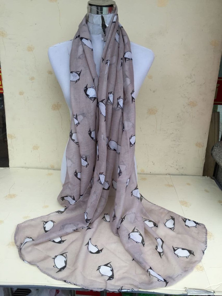 Penguin printed silk scarves
